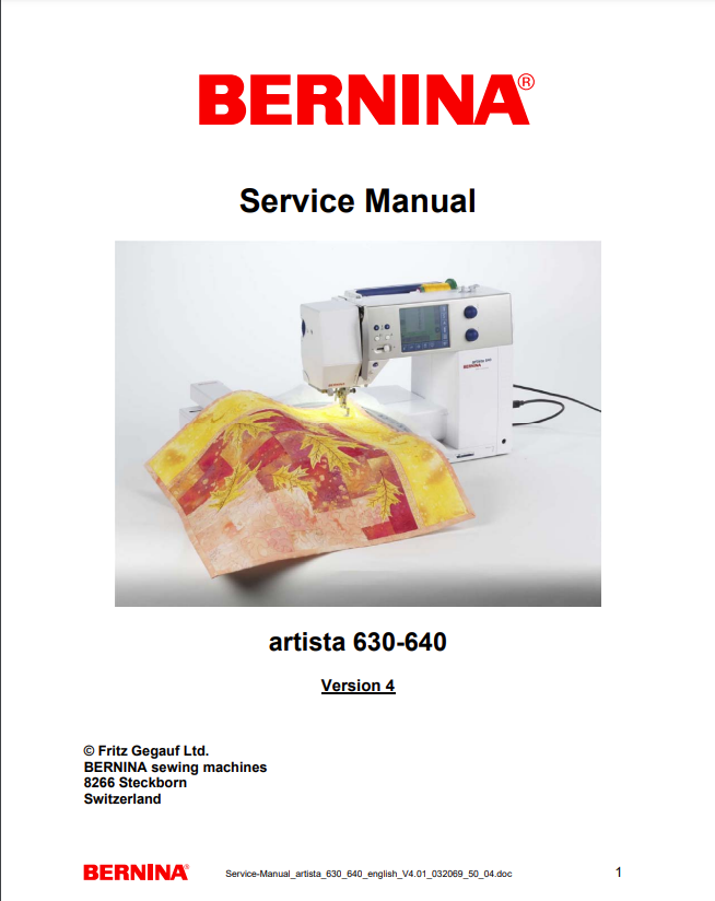 Bernina  Service Manuals - Atista 630 and 640