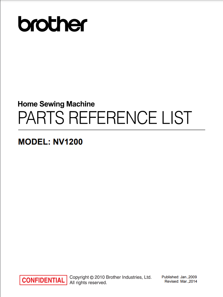 Brother Parts and Service Manuals - NV1200