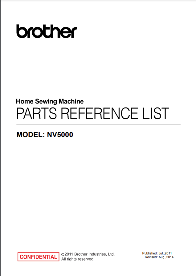Brother Parts and Service Manuals - NV4000D/NV4000/NV4500D/NV4500 NV5000/NV4750D