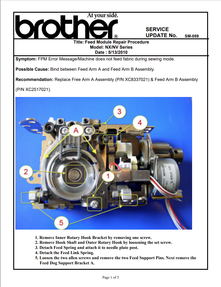 Brother Parts and Service Manuals - NV1200