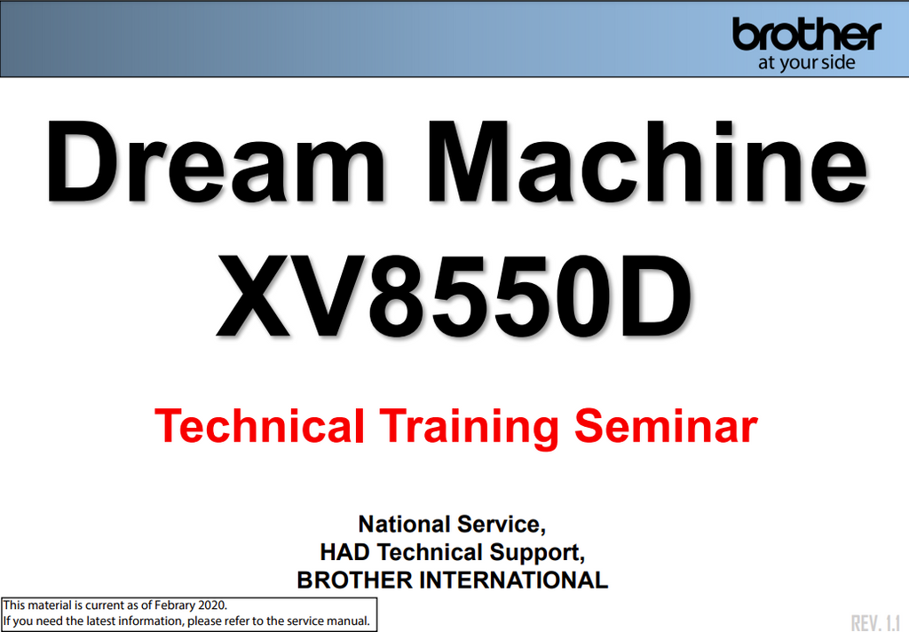 Brother Parts and Service Manuals - XV8500D/XV and XV8550D