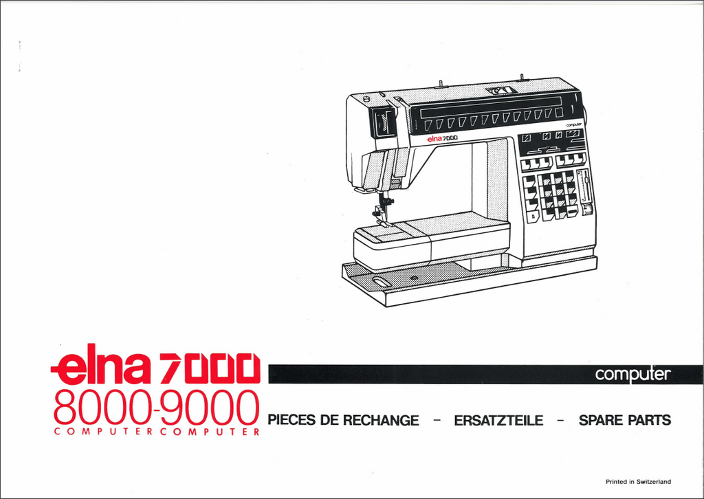 Elna Diva Parts and Service Manuals - 8000 and 9000