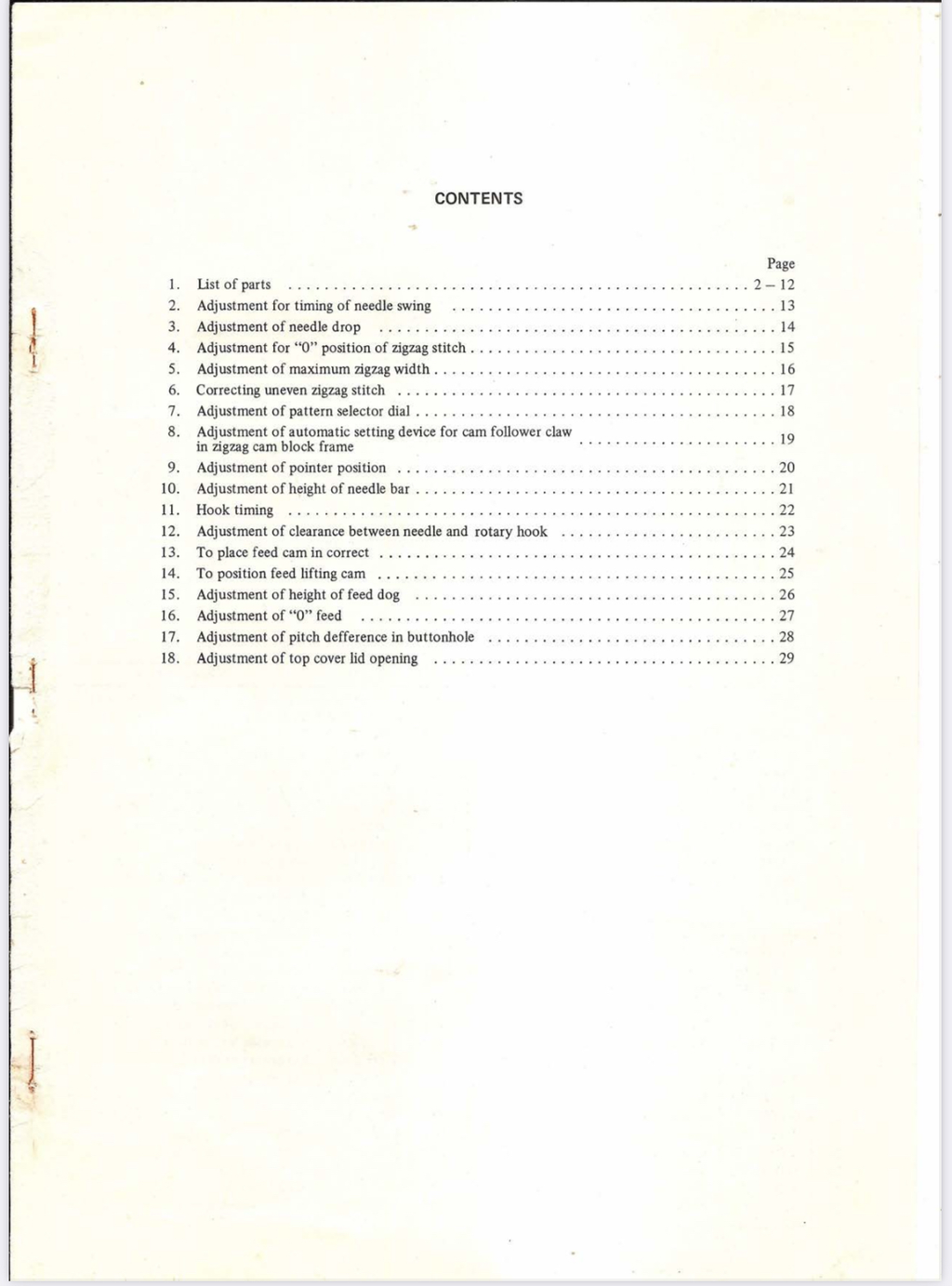Janome Parts and Service Manual - Janome 900 XL-II