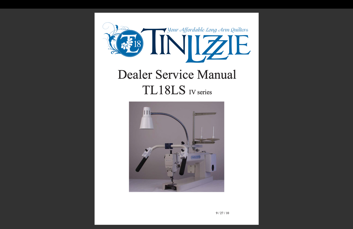 TinLizzie TL18LS IV Series Dealer Service Manual